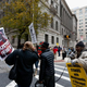 Protesters cross a street in front of the courthouse where jury selection began in the trial of William Porter, one of six Baltimore City police officers charged in connection with the death of Freddie Gray, on Nov. 30, 2015, in Baltimore.
Rob Carr/Getty Images